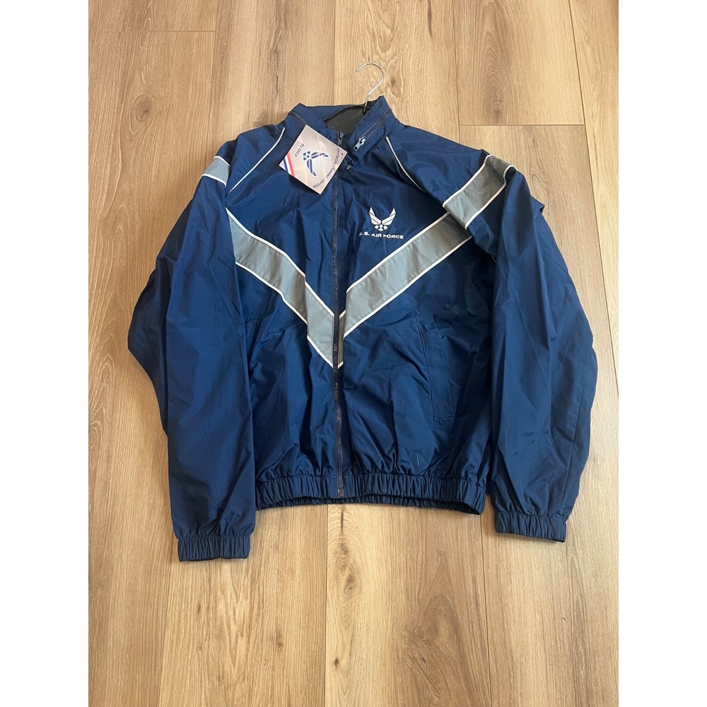 US Air Force PT Jacket Medium Regular USAF Physical Fitness Uniform Blue Nylon